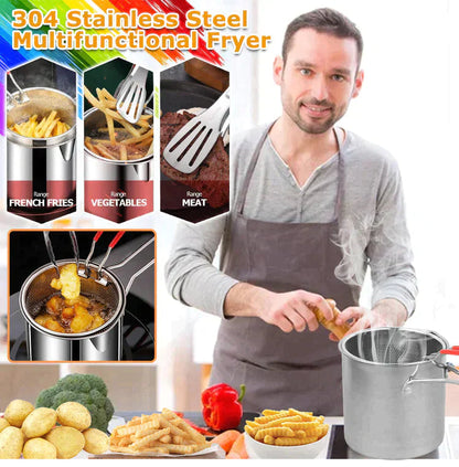 【🎊Ușor de utilizat】🔥304 Fryer multifuncțional din oțel inoxidabil