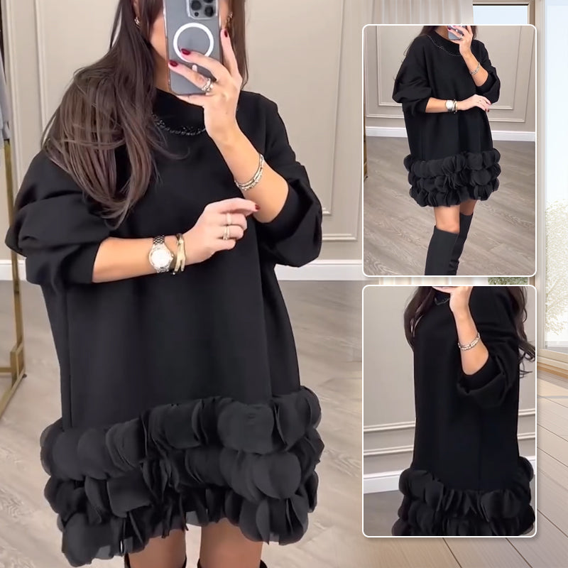 💞Rochie monocromă lejeră cu mânecă lungă