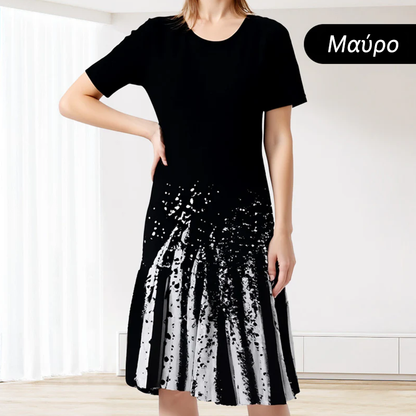 【S-4XL】🌺Γυναικείο πλισέ φόρεμα με χρωματικά μπλοκ