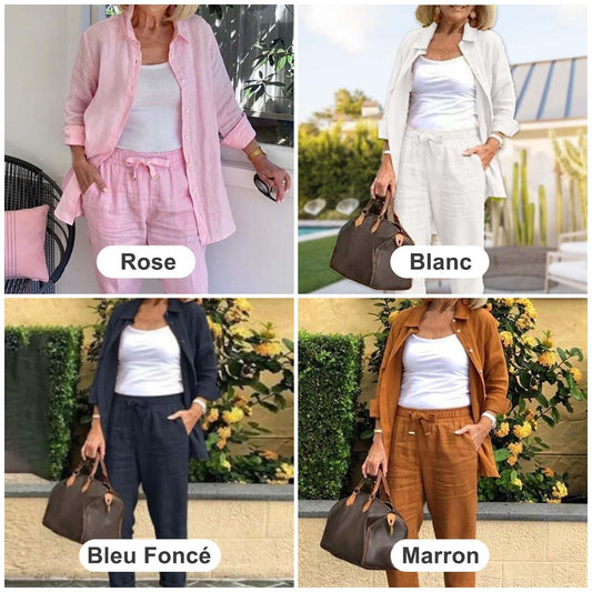 【M-4XL】🌿Bluză și pantaloni cu mânecă lungă din bumbac și in pentru femei