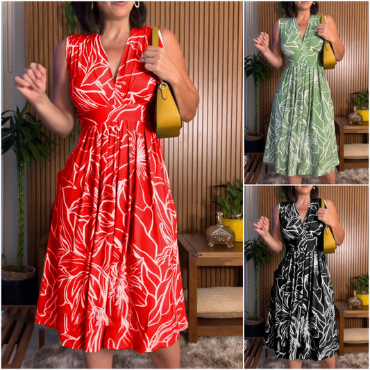 【M-3XL】💃2025 primăvară și vară nou v-neck talie rochie