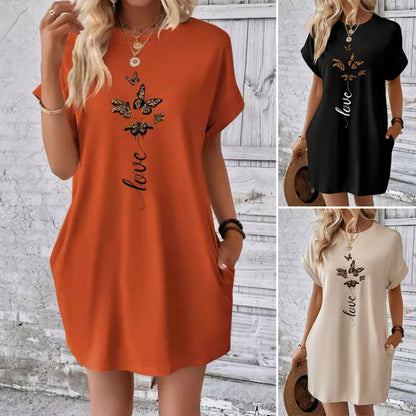 【S-2XL】🦋Φόρεμα με κοντό μανίκι με εκτύπωση πεταλούδας