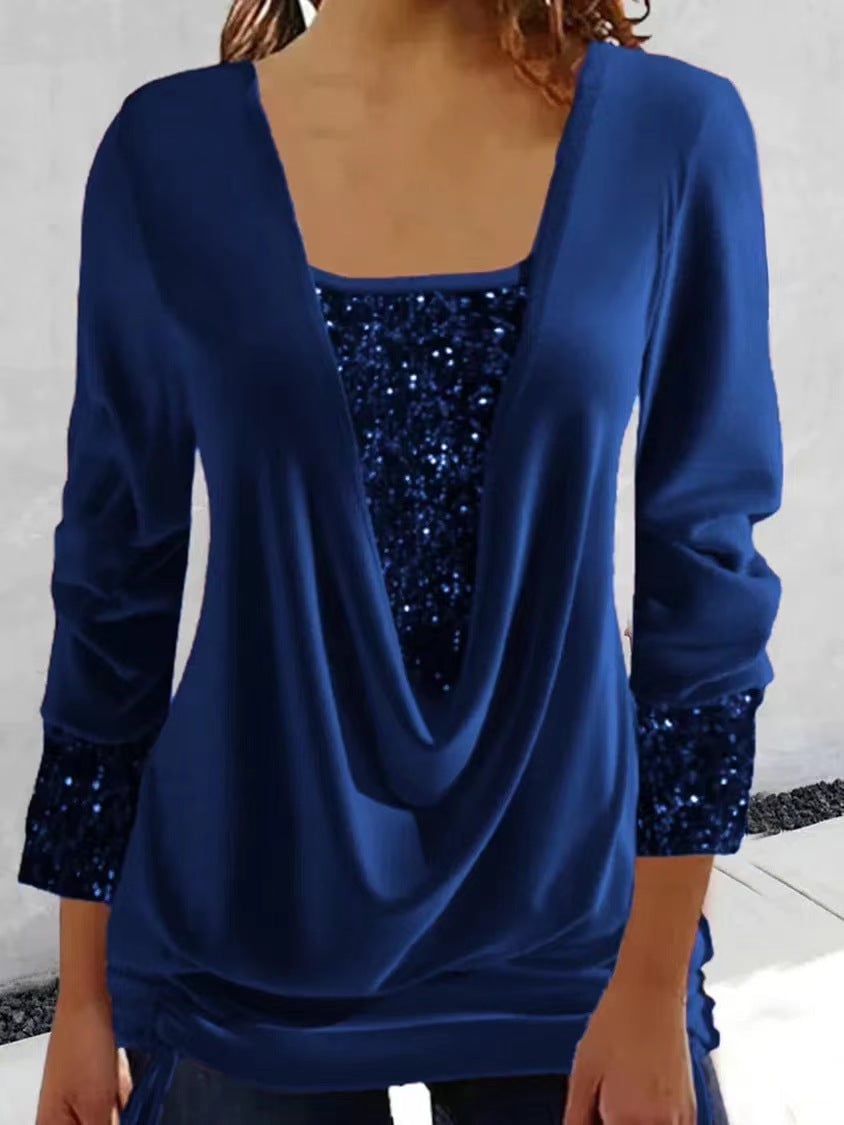 【S-5XL】✨Sequin Loose False Două bucăți Top