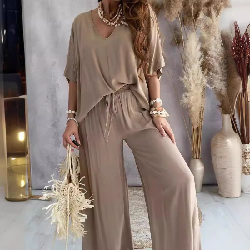 ✨2024 Produse noi💖Culoare solidă pentru femei Loose Fit Jumpsuit Set