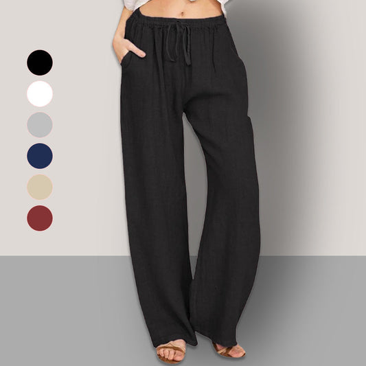 【M-4XL】💟Pantaloni de vară pentru femei din bumbac de vară din in cu picioare largi