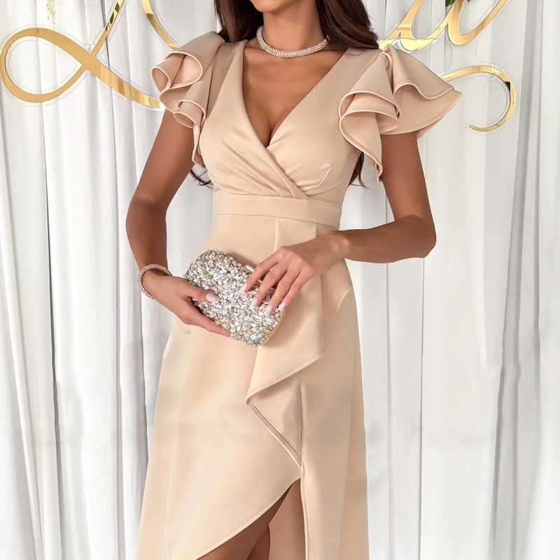 ✨2024 Produse noi👗Rochie sexy cu mânecă fluture și gât în V