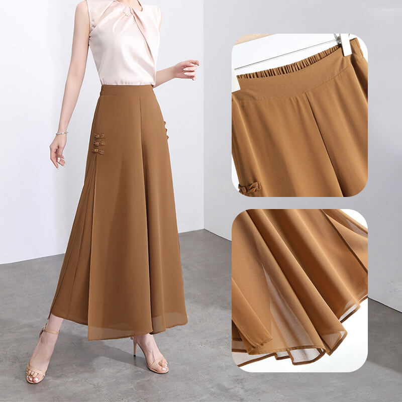 ✨Elegant și modest - 👖Pantaloni din sifon cu picior larg .