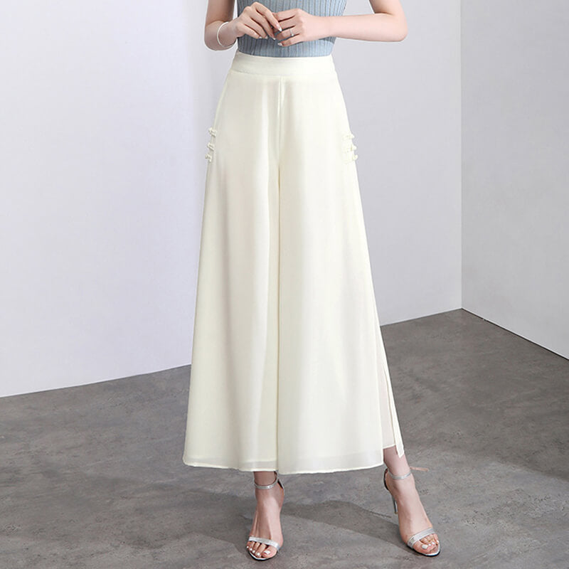 ✨Elegant și modest - 👖Pantaloni din sifon cu picior larg .