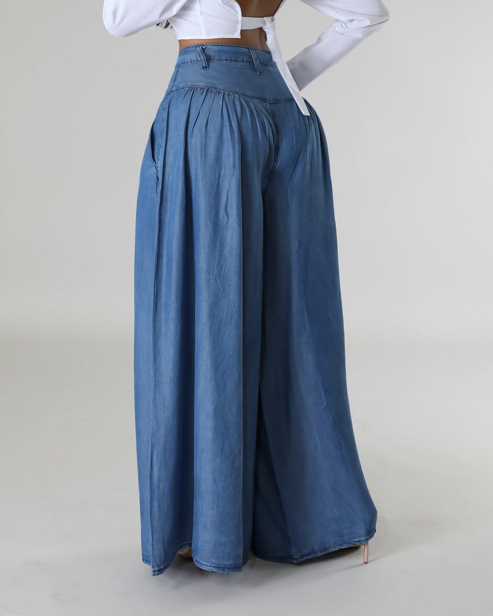 【💗Eleganța este atât de simplă】👖Talie înaltă fermoar Wide Leg Denim Femei pantaloni