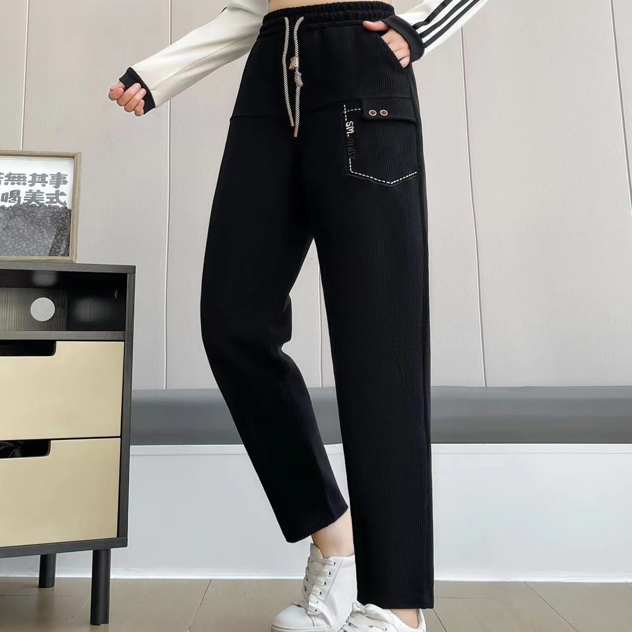 【✨2024 Produse noi】👖Pantaloni casual cu talie înaltă și picior drept