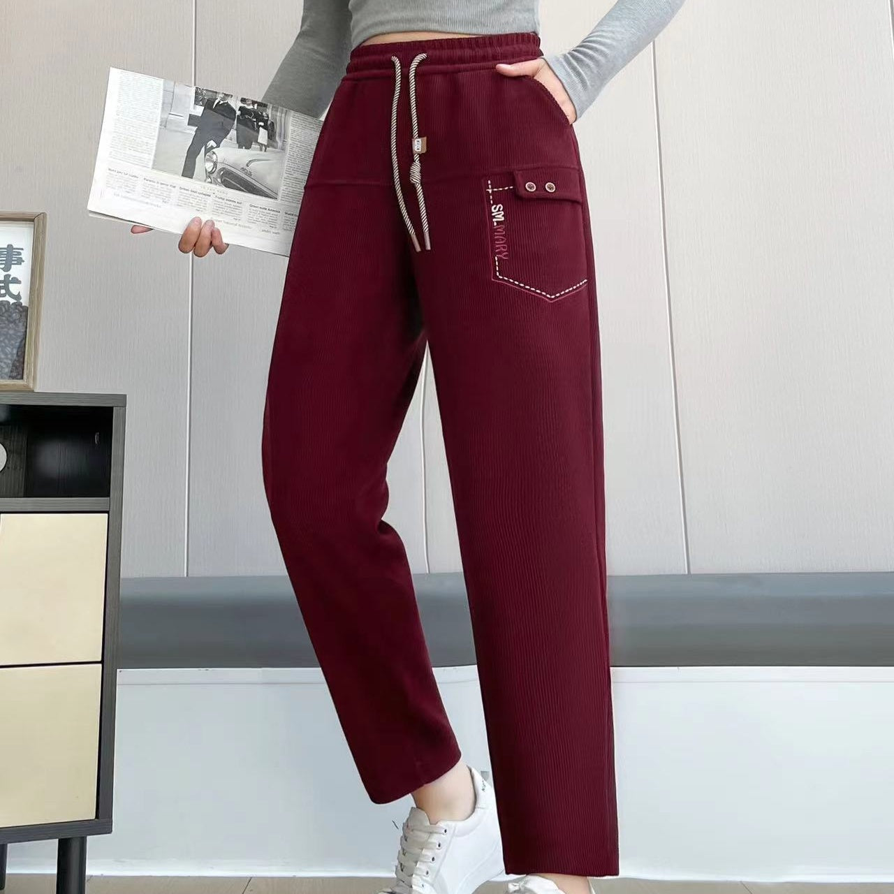 【✨2024 Produse noi】👖Pantaloni casual cu talie înaltă și picior drept