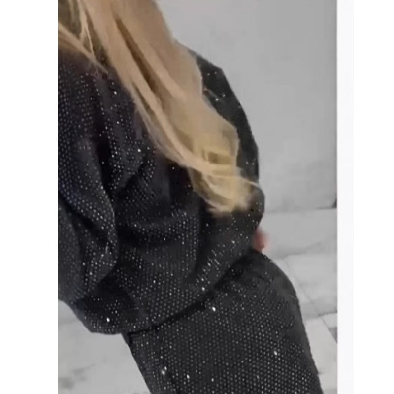 【🔥2025 Produse noi】✨Top cu paiete și pantaloni cu picior larg Set două piese