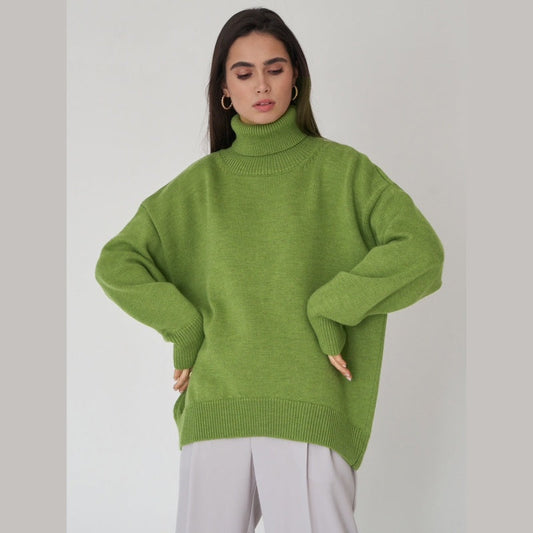 【🎉2025 Produse noi】🔥Pulover casual de culoare solidă cu guler Turtleneck pentru femei