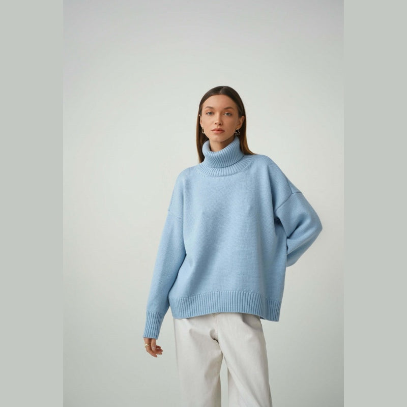 【🎉2025 Produse noi】🔥Pulover casual de culoare solidă cu guler Turtleneck pentru femei