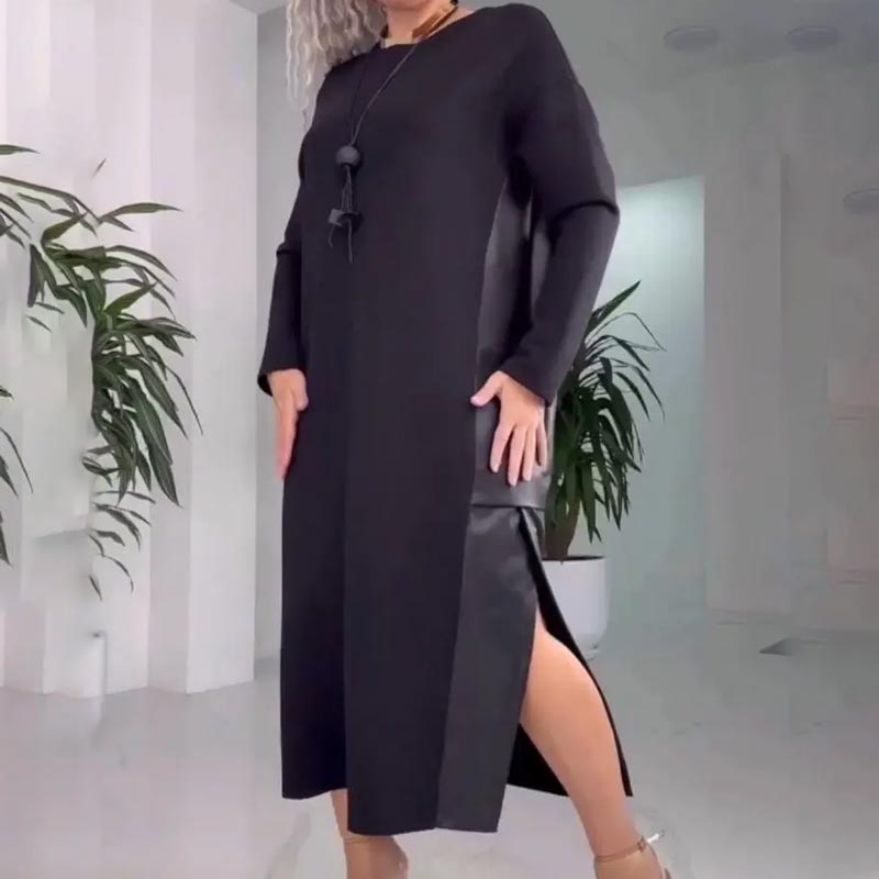 👗Rochie casual din piele liberă pentru femei cu buzunare