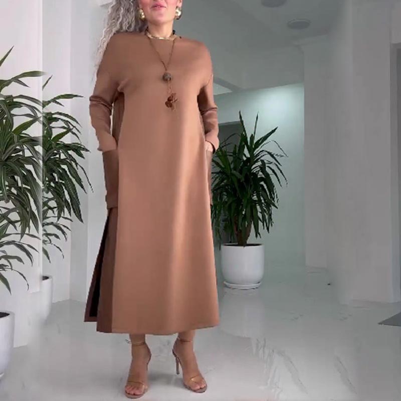 👗Rochie casual din piele liberă pentru femei cu buzunare