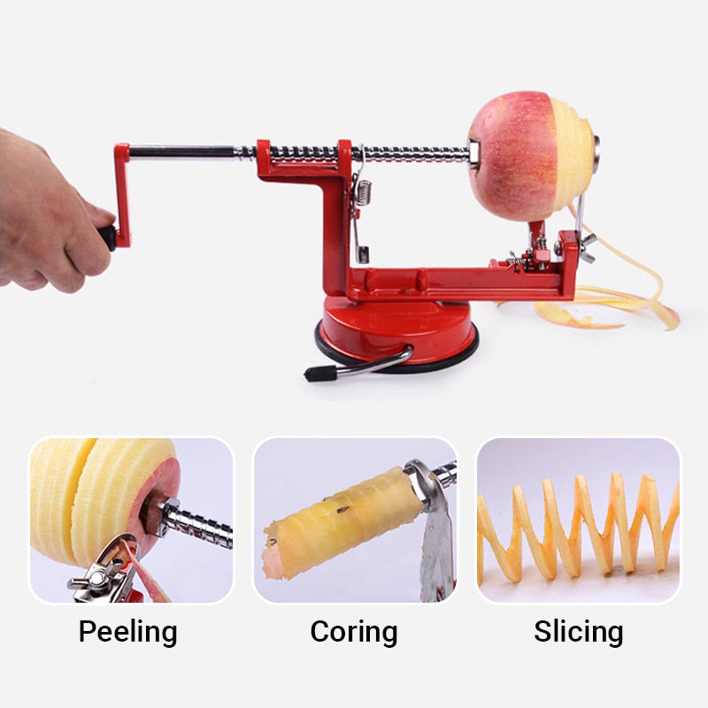 🍎Peeler cu manivelă 3 în 1 - 🎄Cadoul perfect pentru iubitorii de fructe