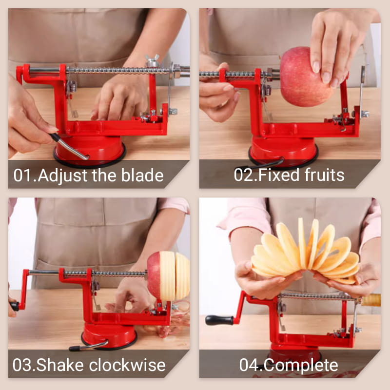 🍎Peeler cu manivelă 3 în 1 - 🎄Cadoul perfect pentru iubitorii de fructe