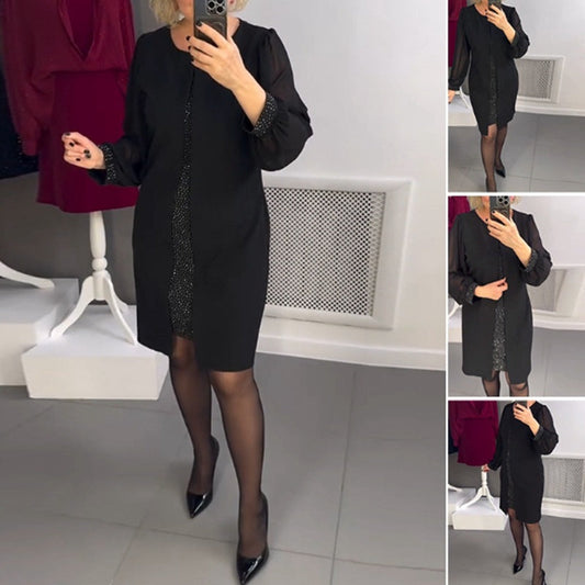 【S-3XL】👗Rochie cu mânecă lungă și gât rotund