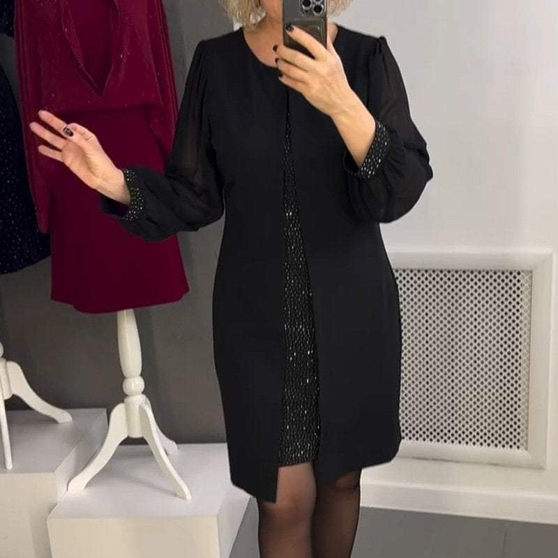 【S-3XL】👗Rochie cu mânecă lungă și gât rotund