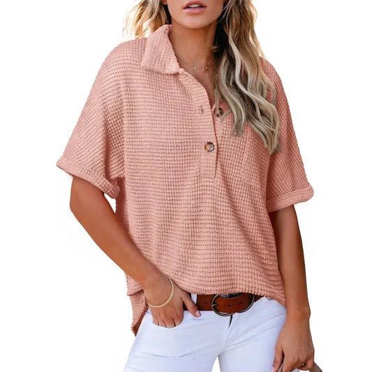 【S-2XL】👚Top cu mânecă scurtă cu rever pentru femei