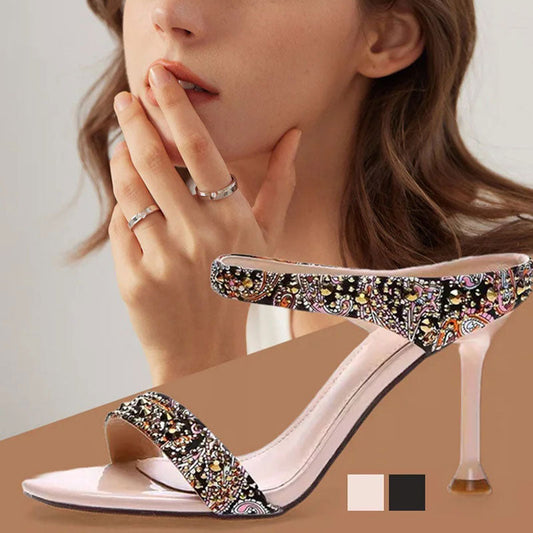 【EU 34-40】👡Sandale Stiletto cu vârf deschis cu pietre