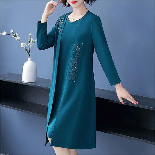 【L-4XL】💯Palton elegant și rochie pentru femei, set din 2 piese