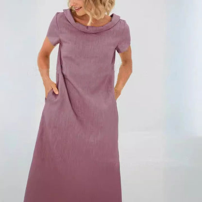 【S-3XL】🌿Rochie cu mânecă scurtă din bumbac și in