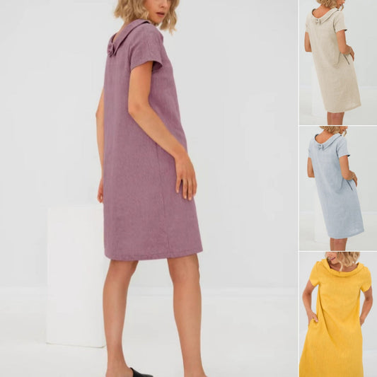 【S-3XL】🌿Rochie cu mânecă scurtă din bumbac și in