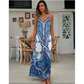 【S-2XL】👗Γυναικείο Ρετρό Εκτύπωση V-λαιμός αμάνικο φόρεμα