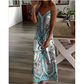 【S-2XL】👗Γυναικείο Ρετρό Εκτύπωση V-λαιμός αμάνικο φόρεμα