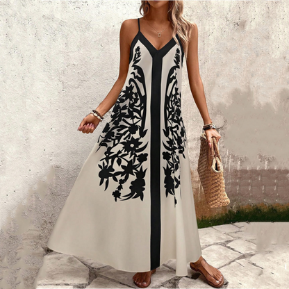 【S-2XL】👗Αμάνικο εμπριμέ φόρεμα με λουράκι σπαγγέτι