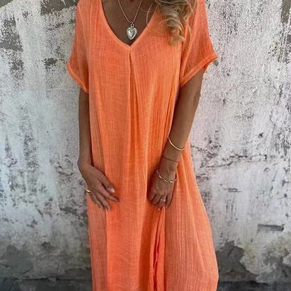 【M-3XL】🌿Άνοιξη και καλοκαίρι άνετο βαμβακερό λινό φόρεμα