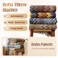 ✨Κουβέρτα με ρίγες και φούντες Boho - 🥰Φιλική προς το δέρμα υφή, απαλή και άνετη