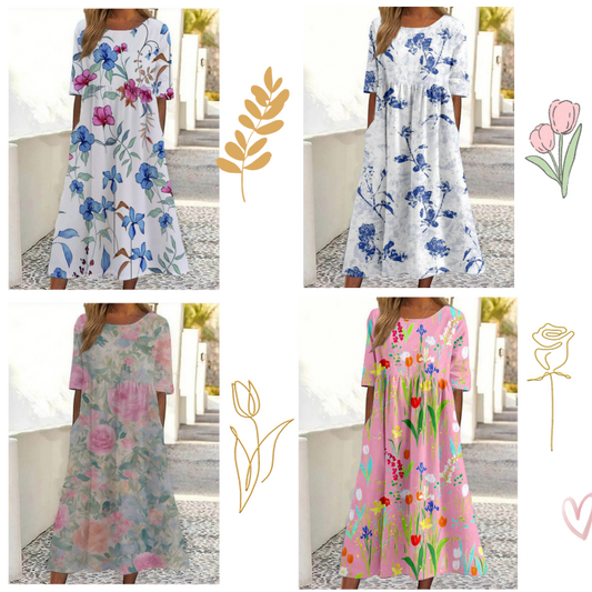 【S-4XL】🌺Καλοκαιρινό φόρεμα με floral print