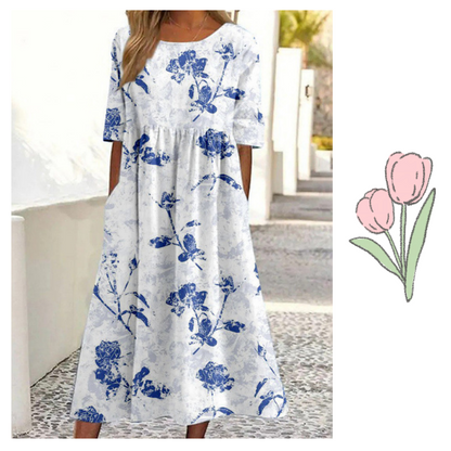 【S-4XL】🌺Καλοκαιρινό φόρεμα με floral print