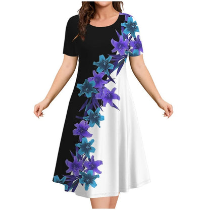 【S-4XL】🌺Γυναικείο casual φόρεμα με κοντό μανίκι και τύπωμα