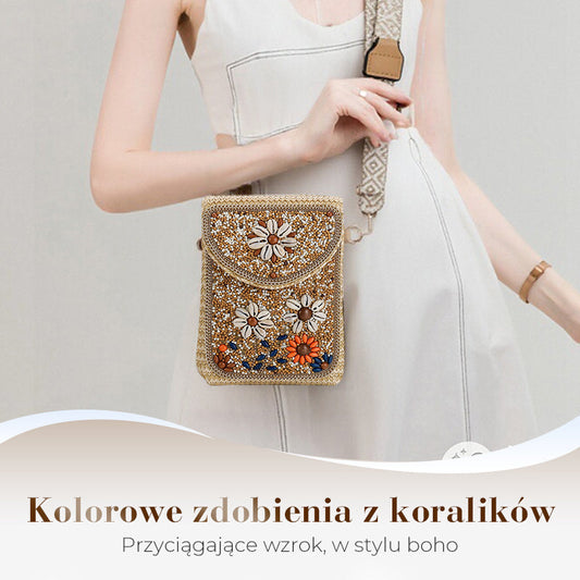 👜Boho Chic Μικρή ψάθινη τσάντα με χάντρες