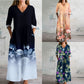 【S-4XL】👗Γυναικείο φόρεμα με V λαιμόκοψη και μακριά μανίκια