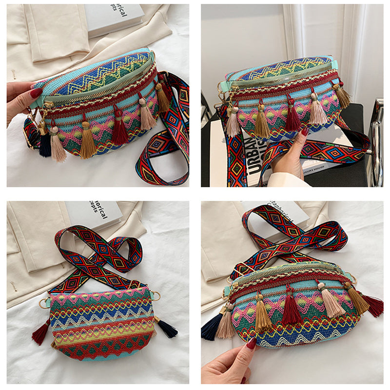 🥳Anul Nou de vânzare 40% off🌈Vintage Colorat colorat Handwoven Waist Bag