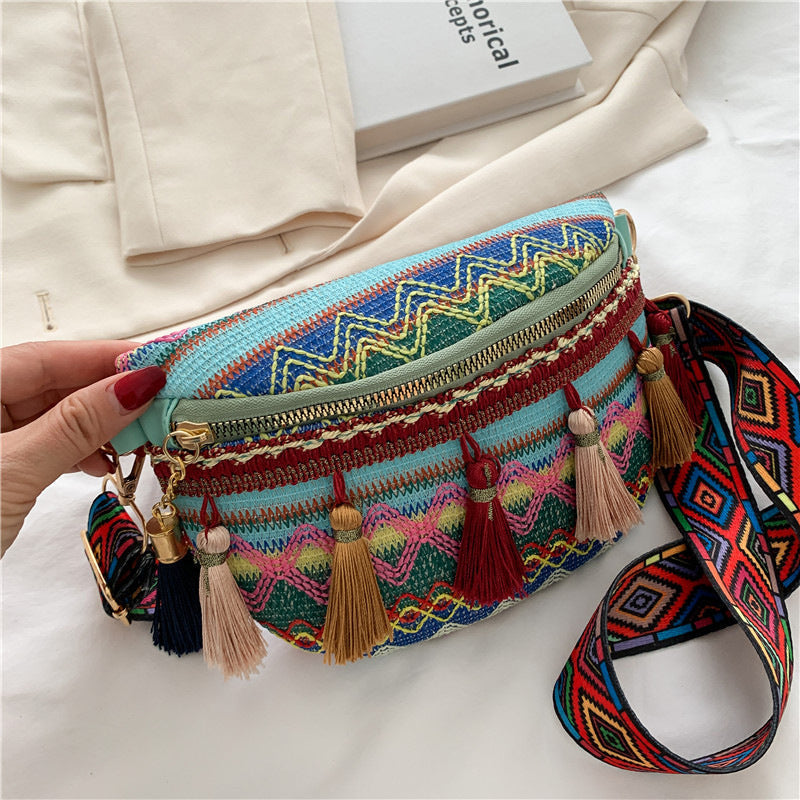 🥳Anul Nou de vânzare 40% off🌈Vintage Colorat colorat Handwoven Waist Bag