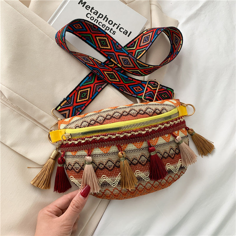 🥳Anul Nou de vânzare 40% off🌈Vintage Colorat colorat Handwoven Waist Bag