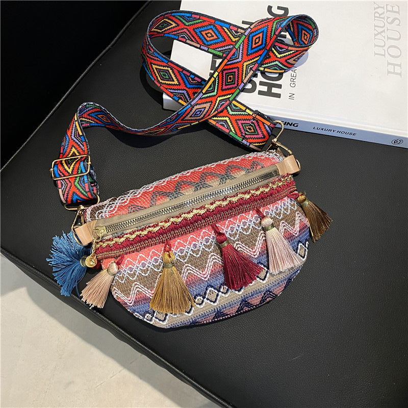 🥳Anul Nou de vânzare 40% off🌈Vintage Colorat colorat Handwoven Waist Bag