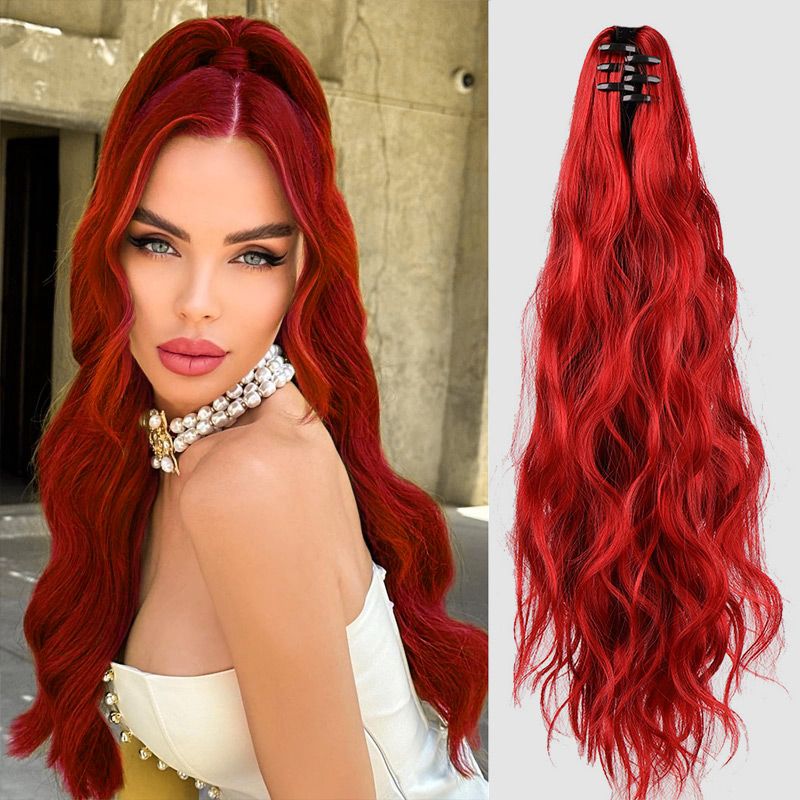 18-inch Wavy Curly Wig peruca Clip Ponytail Extensie coadă de cal