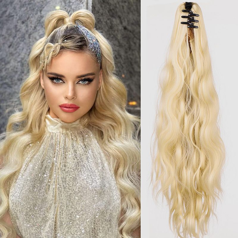 18-inch Wavy Curly Wig peruca Clip Ponytail Extensie coadă de cal