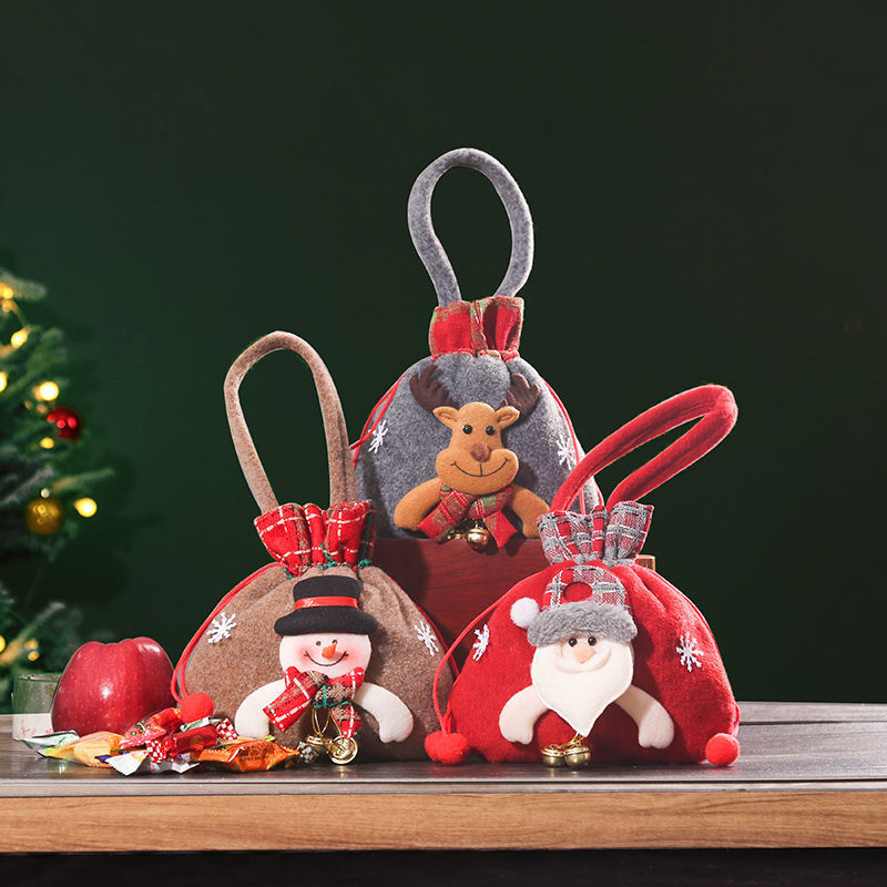 🎅Mână tricotate Plush mână pungi cadou de Crăciun🎄