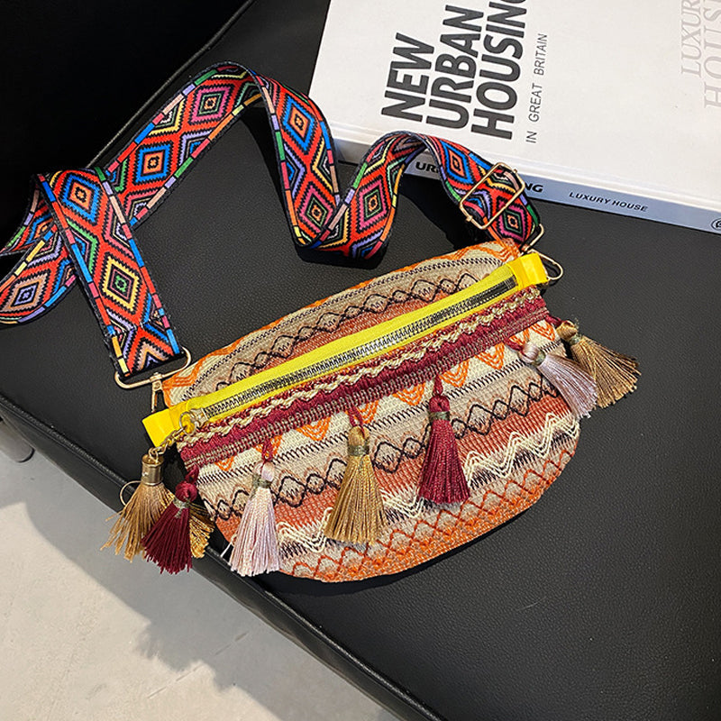 🥳Anul Nou de vânzare 40% off🌈Vintage Colorat colorat Handwoven Waist Bag