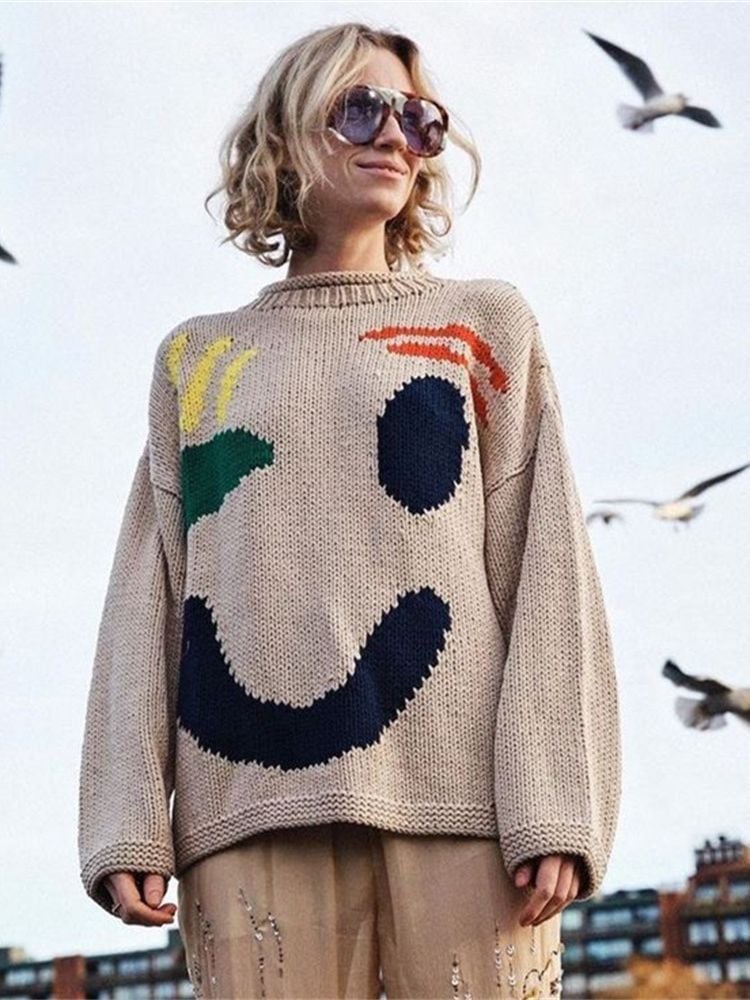 ✨Produse noi 40% off🌈Smiley knitted jumper