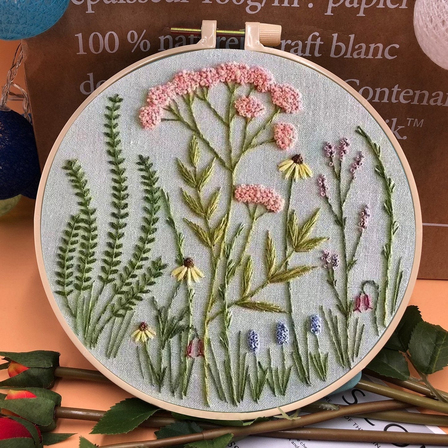 🎉 Vânzare de Crăciun 50% reducere 🎄 Kit de broderie Hoop Flower pentru începători