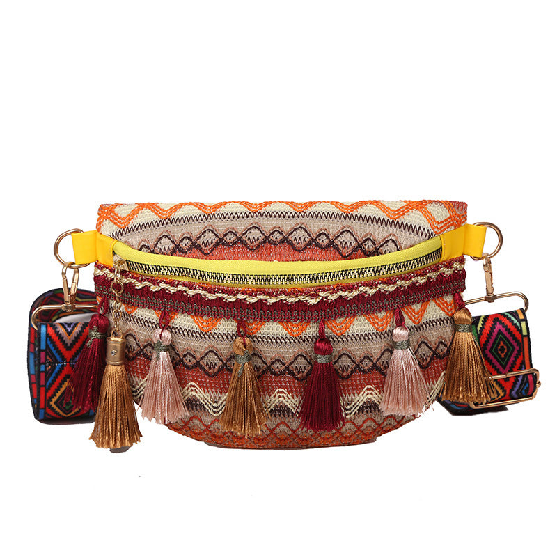 🥳Anul Nou de vânzare 40% off🌈Vintage Colorat colorat Handwoven Waist Bag